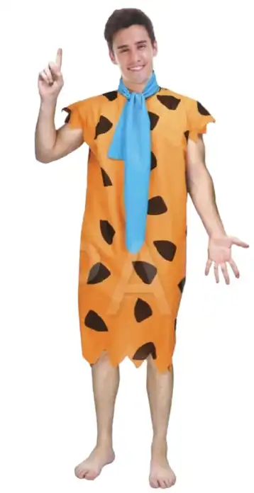 Adult Orange Caveman Costume Fred Flintstone Club Book Week Halloween