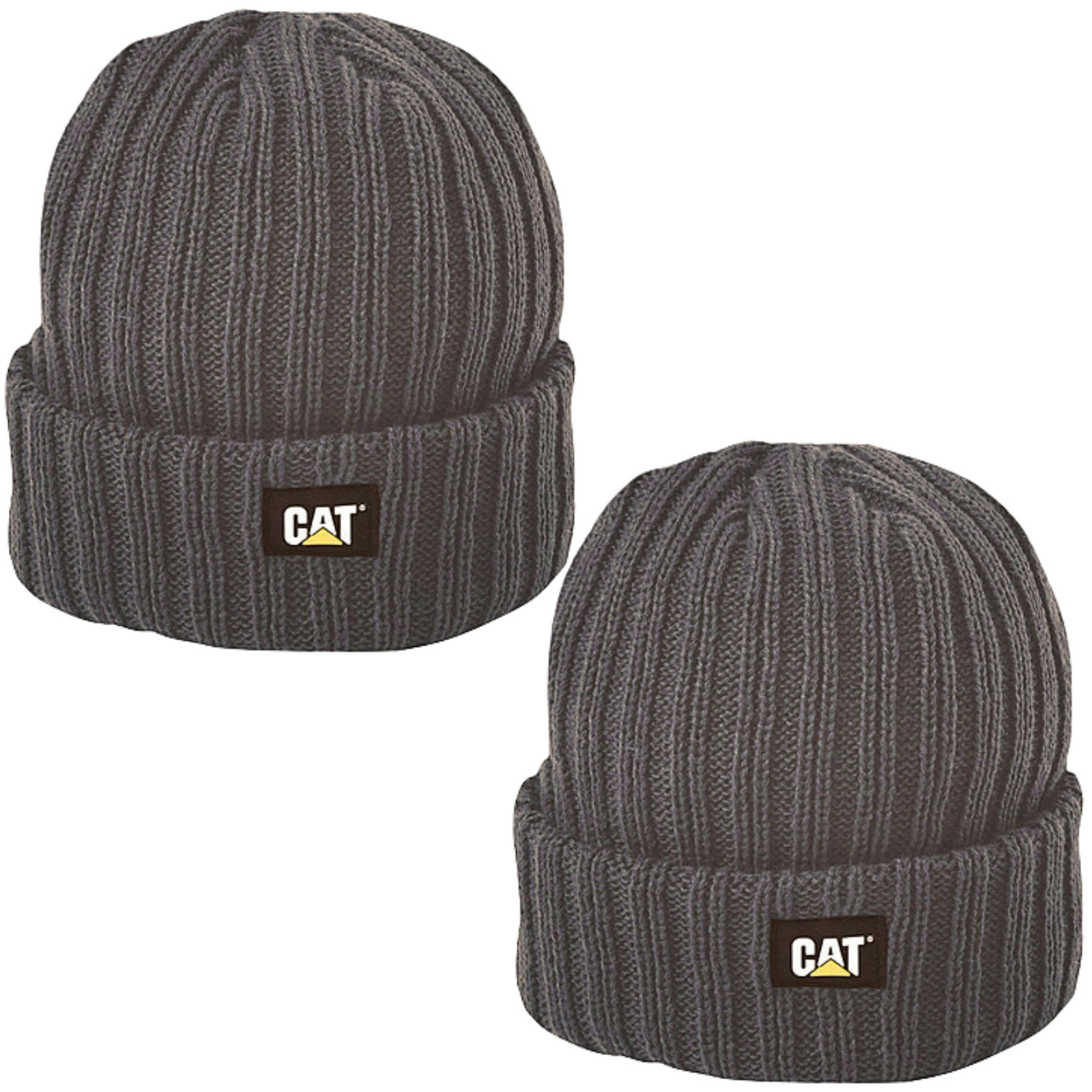 2x Caterpillar RIB WATCH CAP - GRAPHITE BEANIE HAT - ONE SIZE