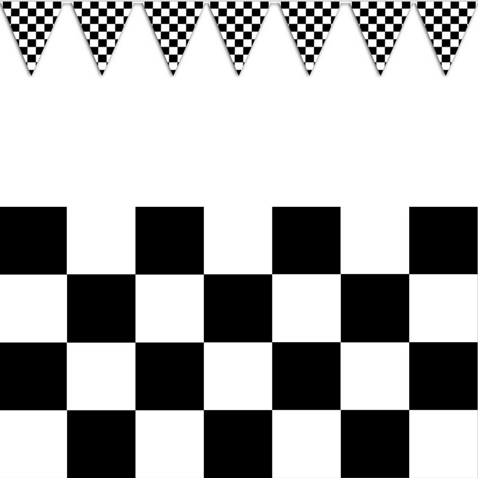 CHECKERED BUNTING FLAG Race Car Chequered Flag Banner Hanging Decoration Triangular