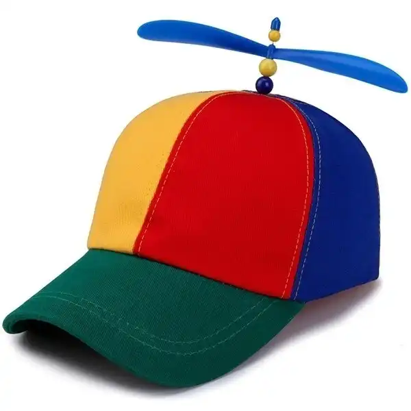 Propeller Helicopter Hat Clown Cap Jester Tweedledee Costume Windmill Snap