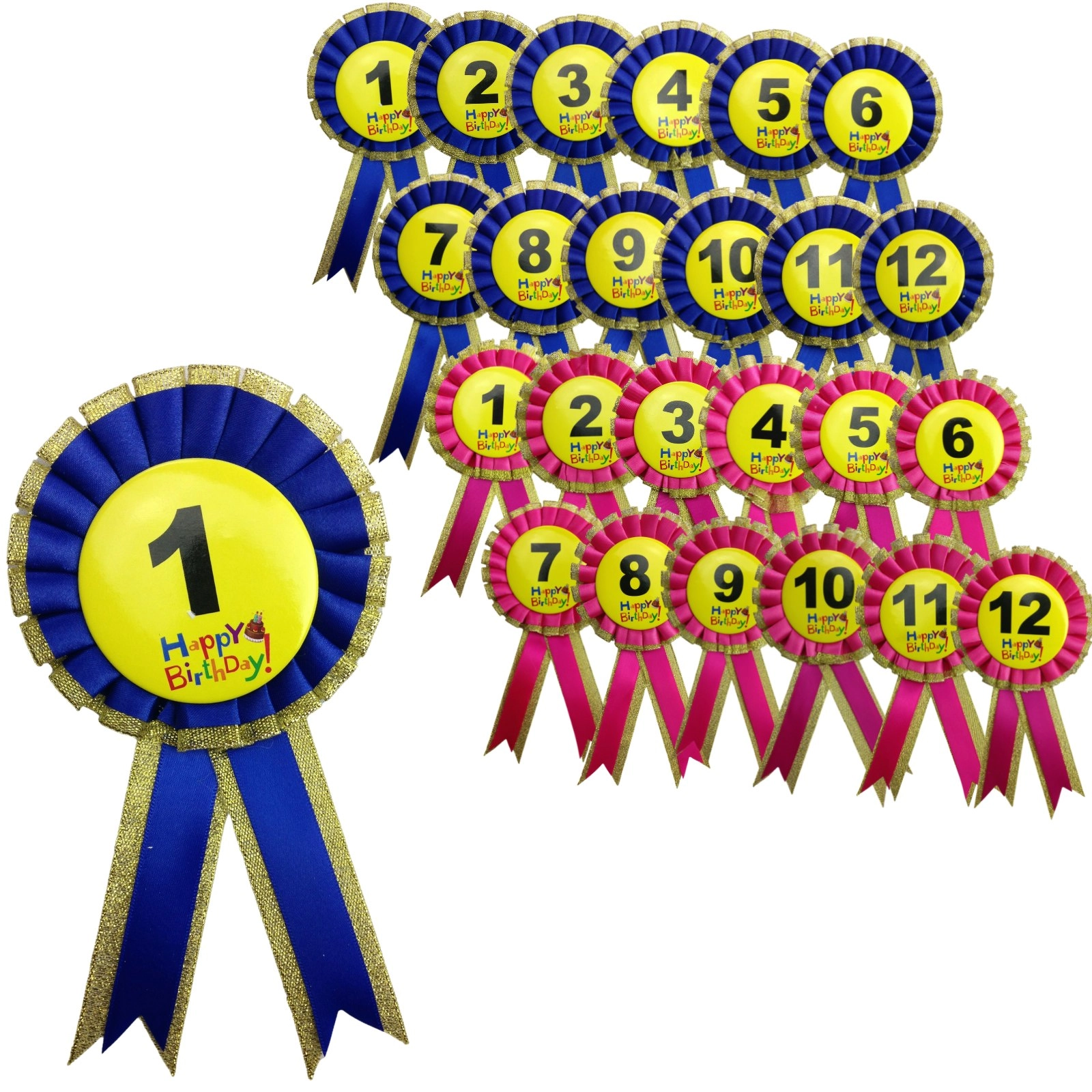 BIRTHDAY BADGE Party Favour Award Rosette Fancy Dress Girls Boys Childrens Kids