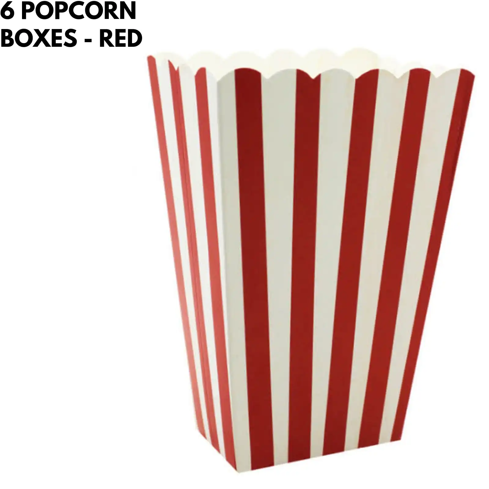 6x POPCORN BOXES Wedding Party Favour Lolly Box Retro Cinema Pop Corn - Red