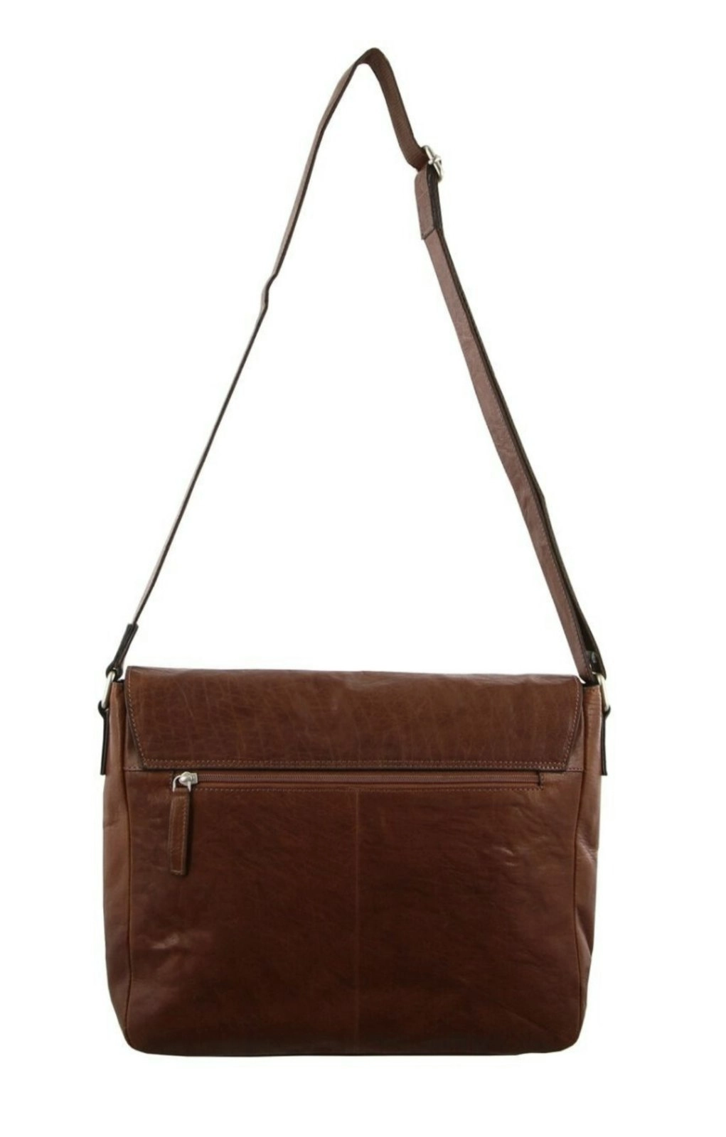 Pierre Cardin Rustic Leather Bag Computer Messenger Business Travel - Brown