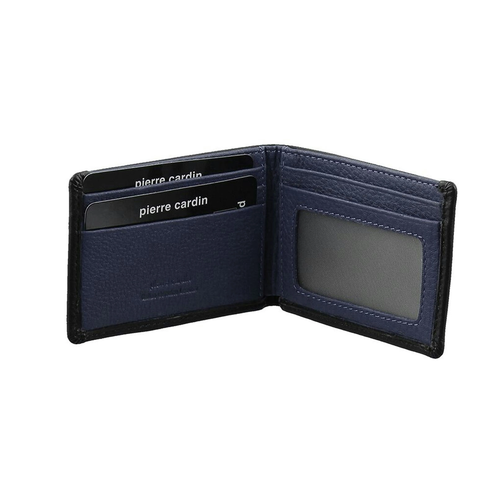 Pierre Cardin Mens Leather RFID Italian Two-Tone Wallet - Black/Navy