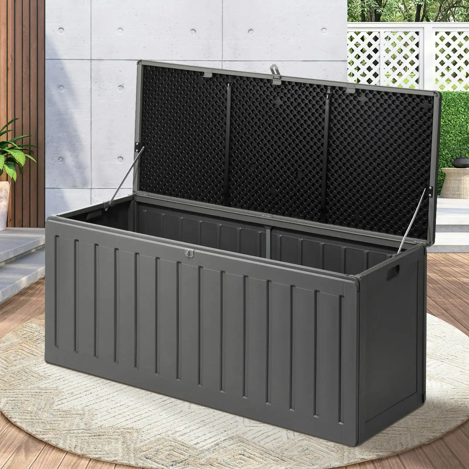 Livsip Outdoor Storage Box Bench 490L Cabinet Container Garden Deck Tool Grey