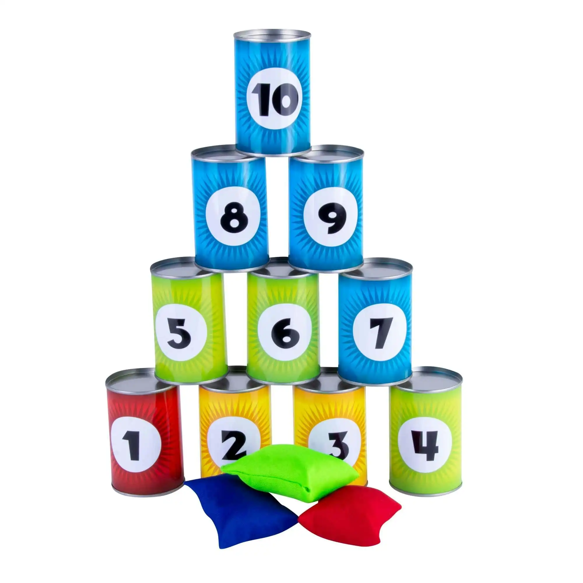 Tin Can Bag Toss with 10 Cans & 3 Throwing Bags