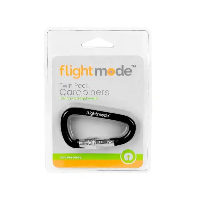 Flightmode 2pk Travel Luggage Carabiners - Black