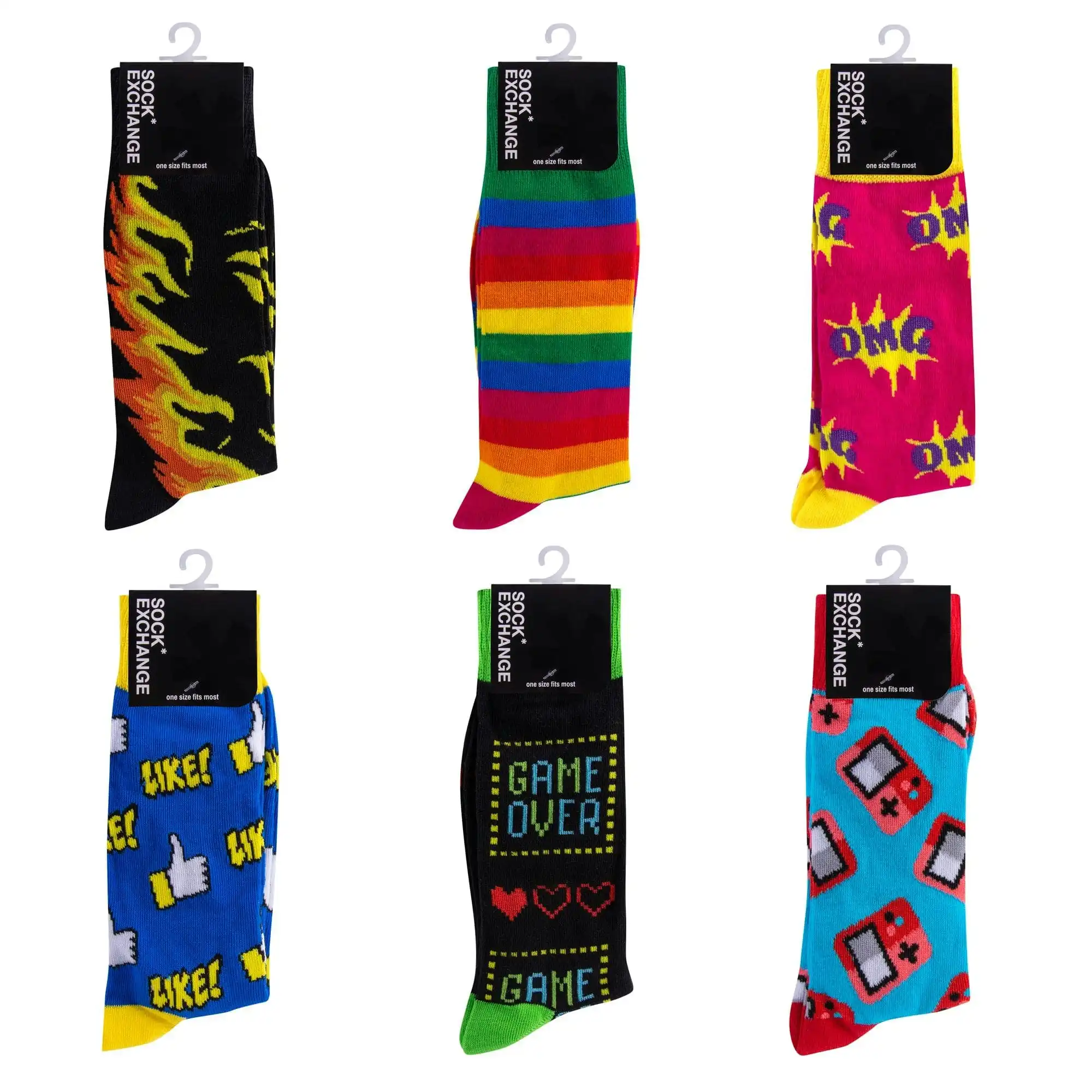 6 Pairs Fashion Novelty Funny Socks one Size 5-13 Men Socks Women Socks #3