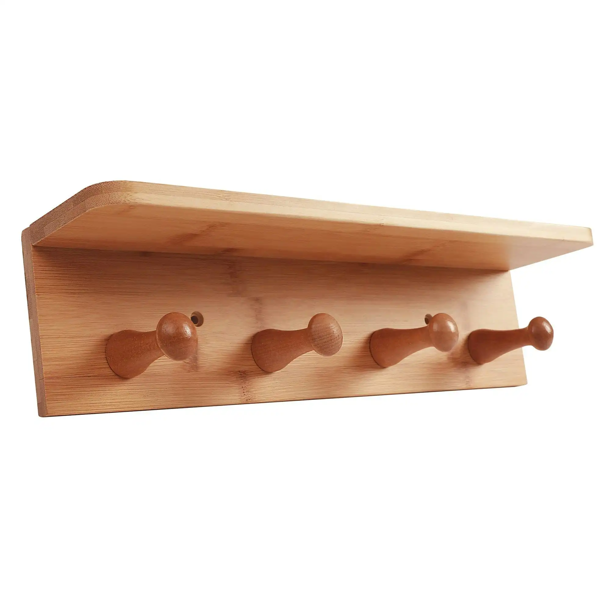 Bamboo Wall Hooks and Shelf