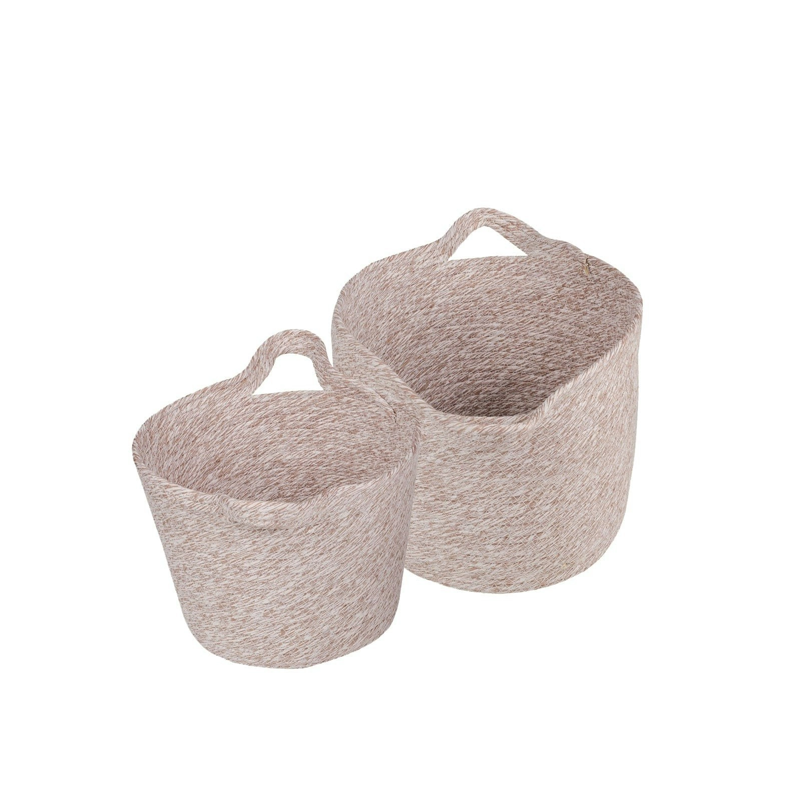 2 Piece Cotton Rope String Carry Handles Storage Baskets Set