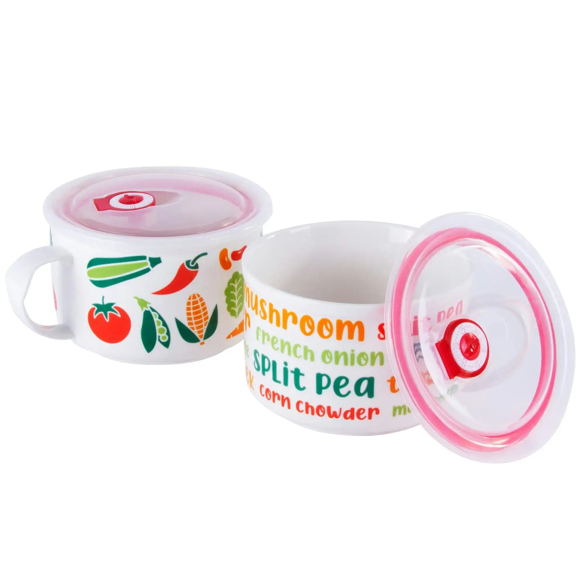 720ml Soup Mug with Silicone Seal Lid 2 Assorted