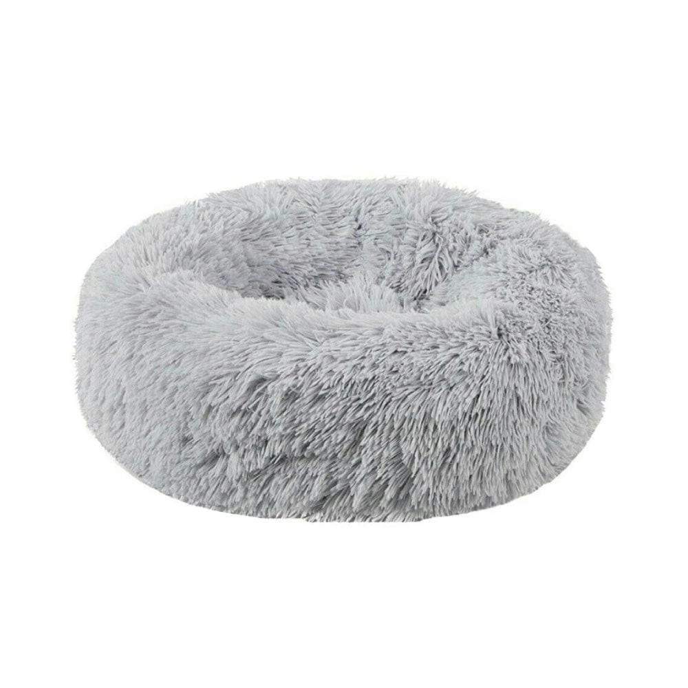 Plush Donut Faux Fur Calming Pet Nest - Grey - M