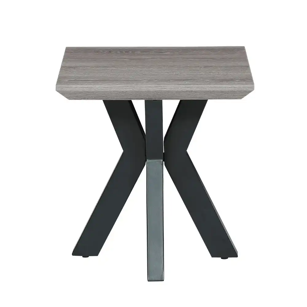 Raimon Furniture Lexy Square Wodoen Nightstand End Lamp Side Table - Grey Oak