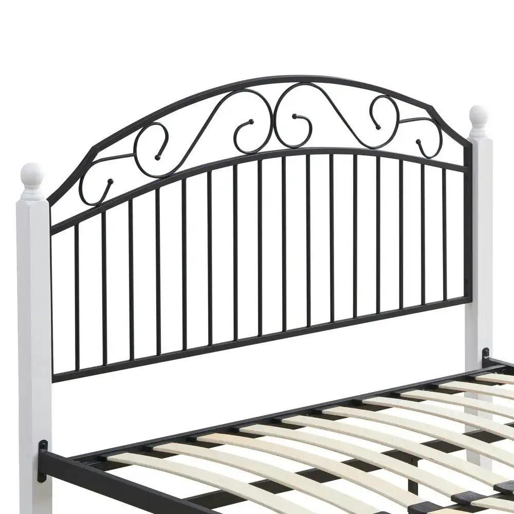 Ashley Queen Size Bed Frame - Black Metal Frame - White