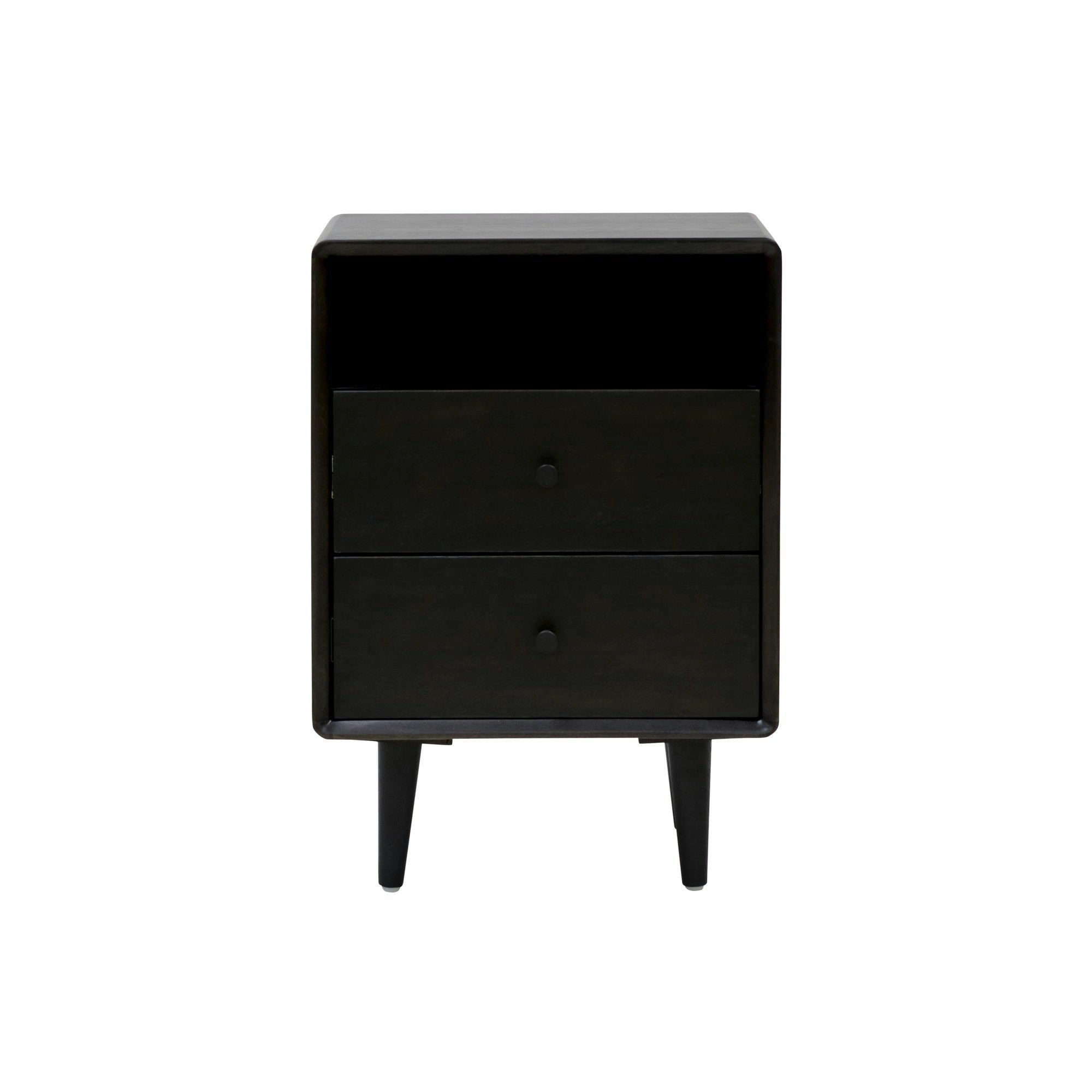 6IXTY Noche 2-Drawer Wooden Bedside Table Nightstand - Black