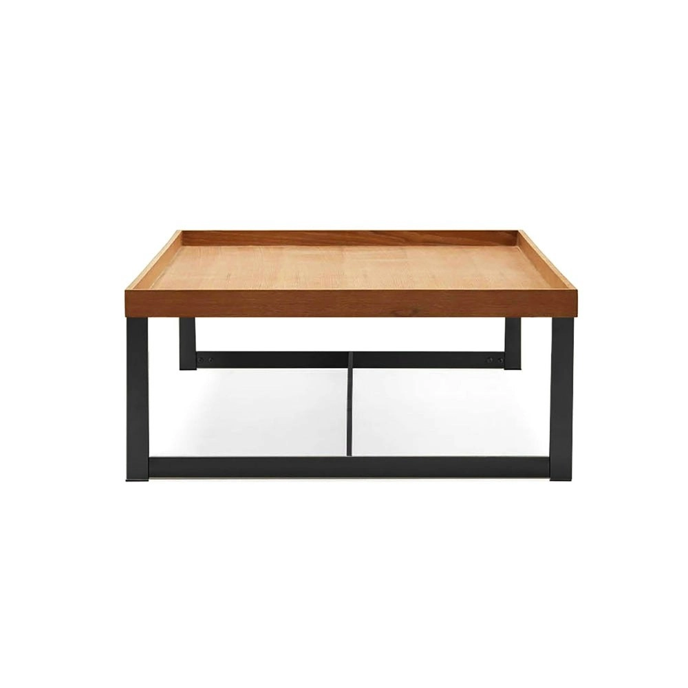 HomeStar Regent Rectangle Coffee Table Black Powdercoated Metal Legs - Oak veneer