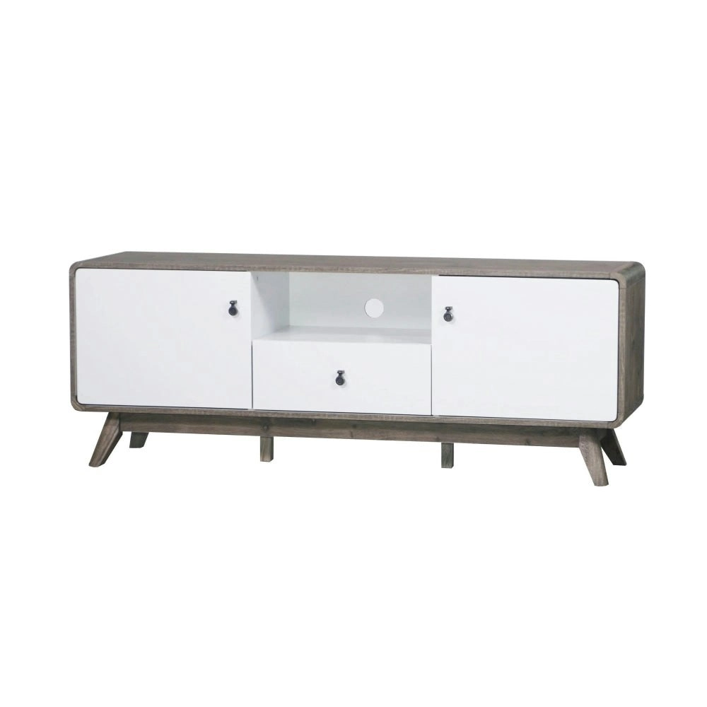 Maestro Furniture Hendy Wooden Lowline Entertainment Unit TV Stand - Oak & White