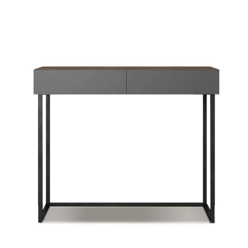 Design Square Greyson Modern Hallway Console Hall Table W/ 2-Drawers - Walnut/Grey