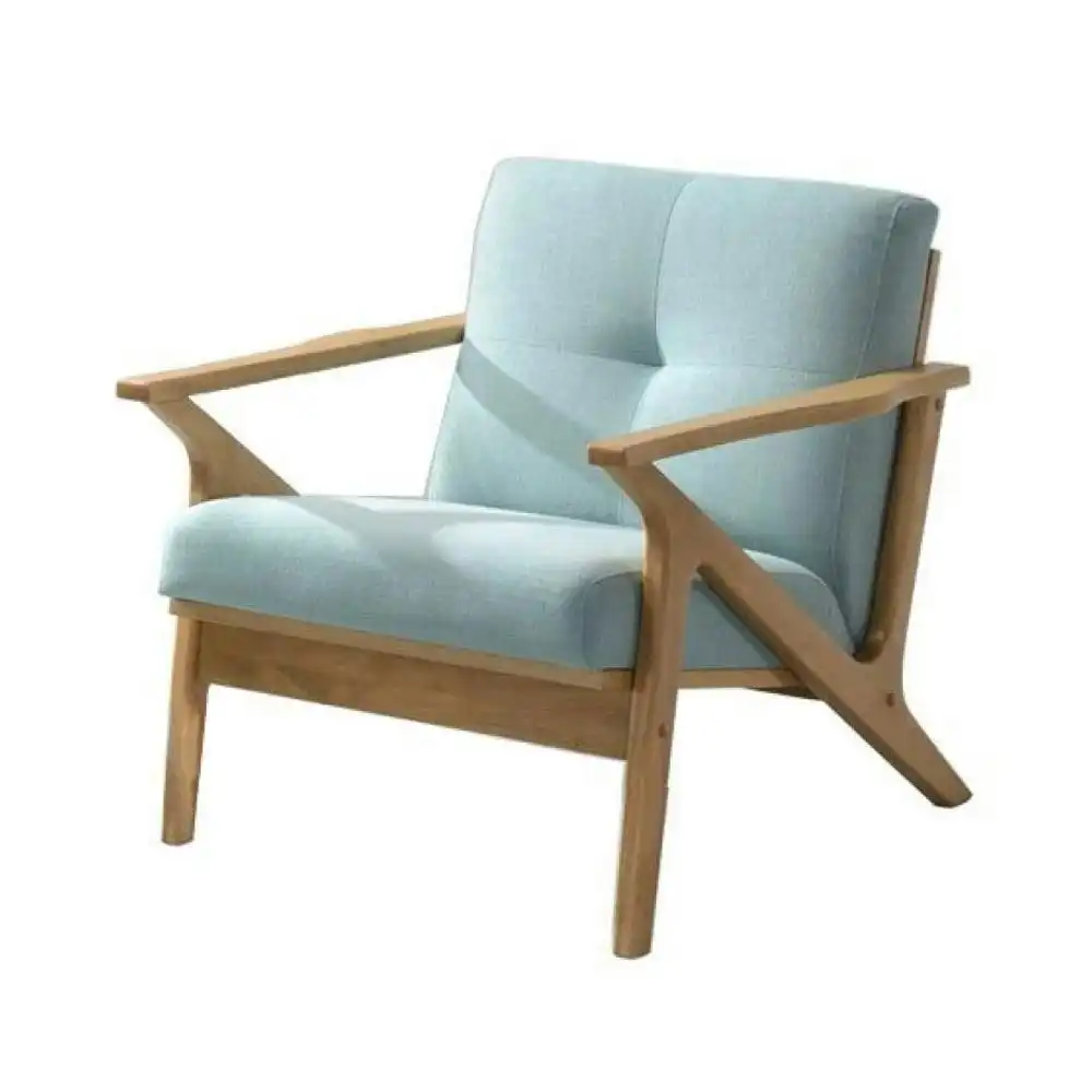 Fabric Lounge Wood Accent ArmChair Lounge Couch - Oak Frame - Mint