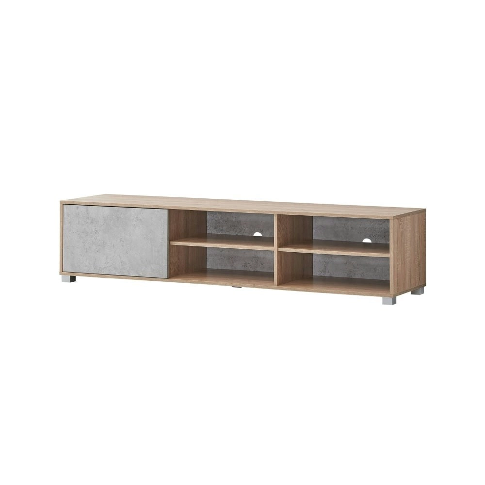 Design Square Orson Lowline Entertainment Unit TV Stand 180cm W/ 1-Door - Oak/Grey