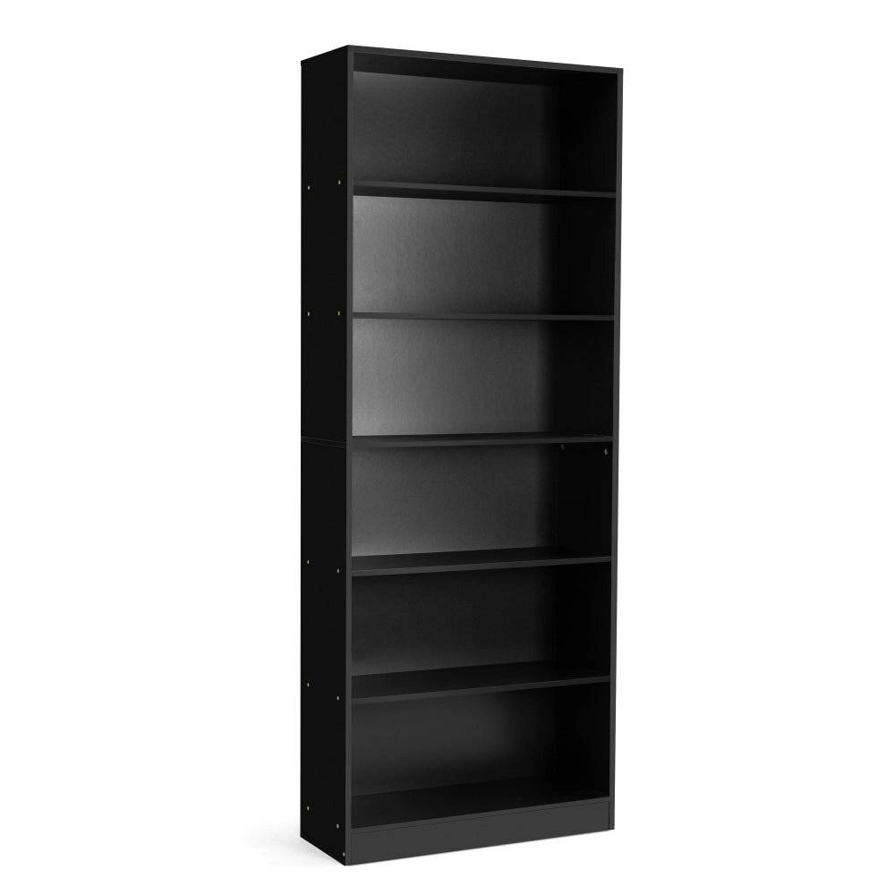 Design Square Keto Modern 6-Tier Wooden Bookcase Display Shelf Wide - Black