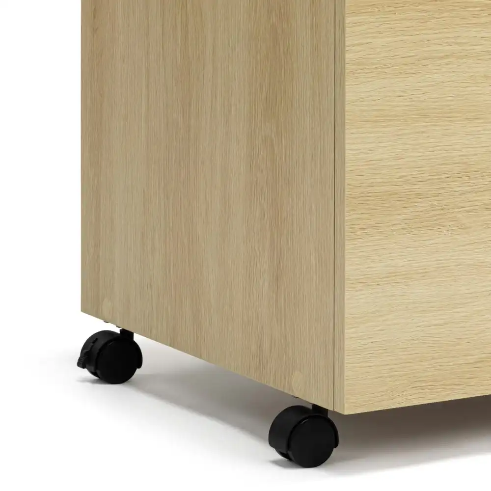 Design Square Marias Mobile Pedestal Filing Cabinet Storage Cabinet W/ 3-Drawers - Oak