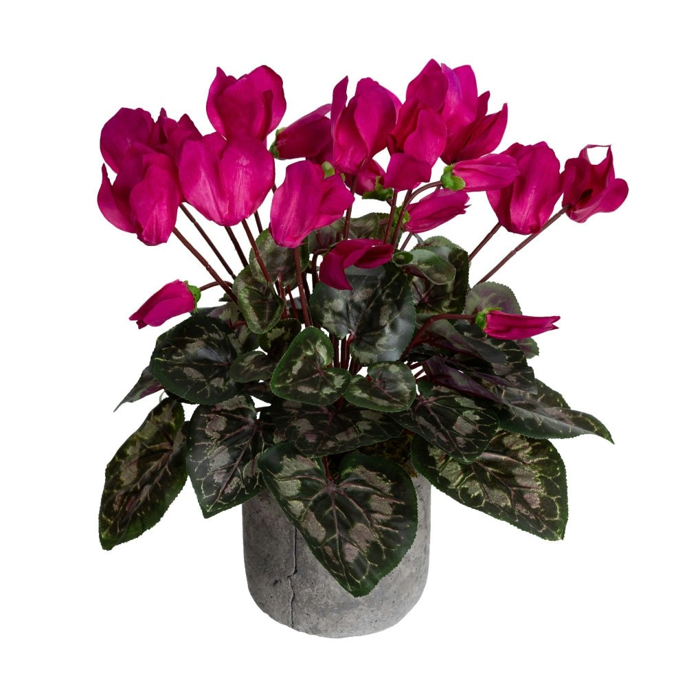 Glamorous Fusion Cycalmen Artificial Fake Plant Decorative Arrangement 34cm In Pot Fuchsia