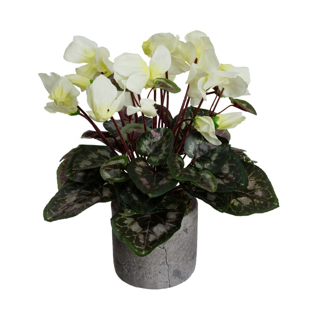 Glamorous Fusion Cycalmen Artificial Fake Plant Decorative Arrangement 34cm In Pot Cream