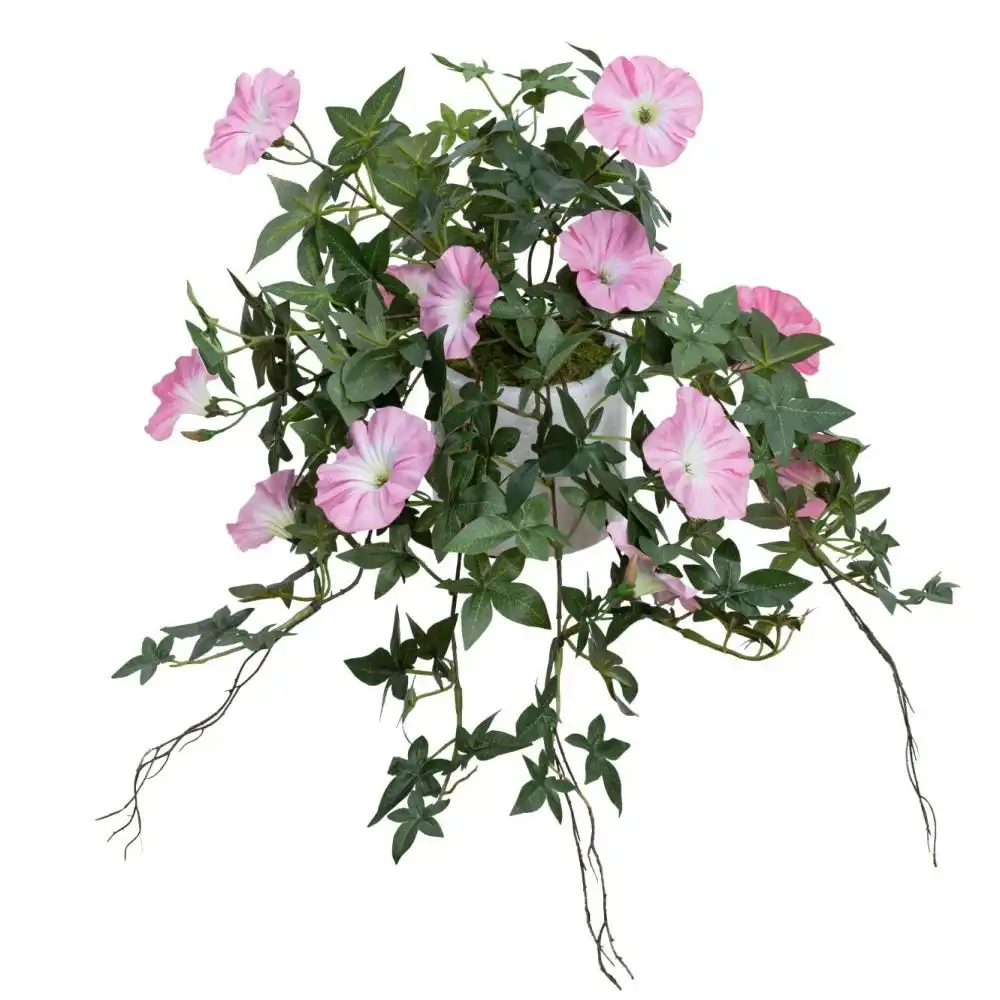 Glamorous Fusion Morning Glory Artificial Fake Plant Decorative Arrangement 45cm In Pot Pink