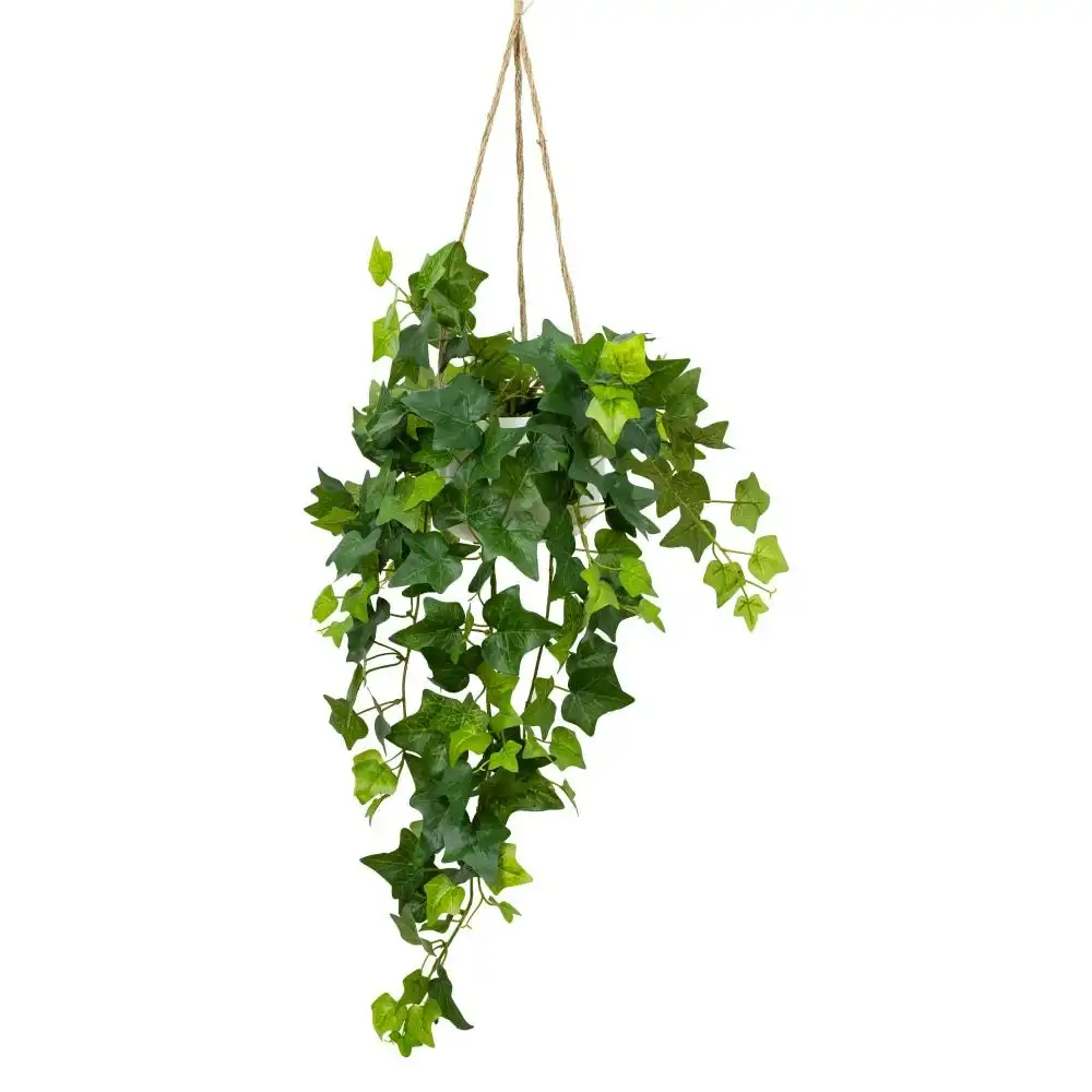 Glamorous Fusion English Ivy Artificial Fake Hanging Planter 98cm Decorative W/ Rope - Green