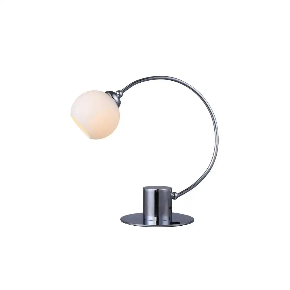 Rush Blush Touch Table Desk Study Metal Lamp Reading Light Glass Shade - Chrome