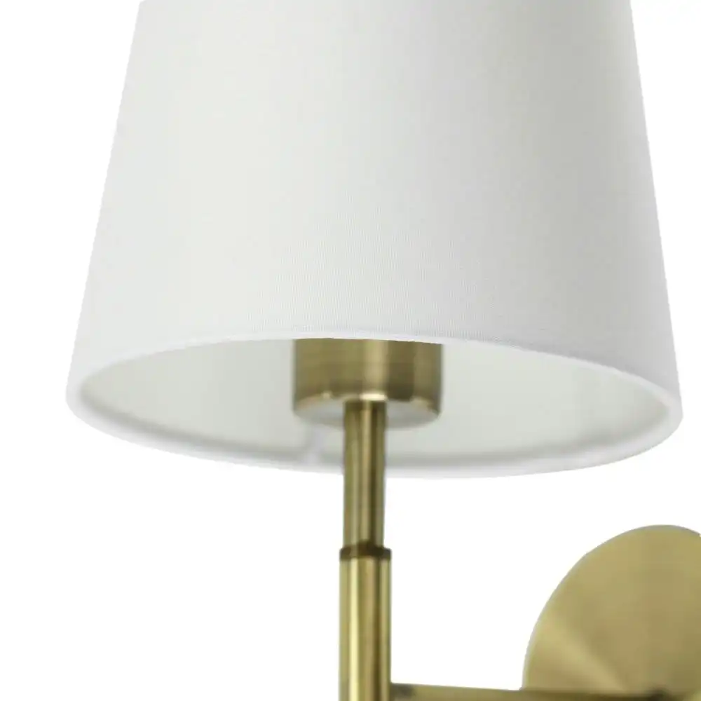 Corvell Slender Arm Wall Light Fabric Shade - Antique Brass