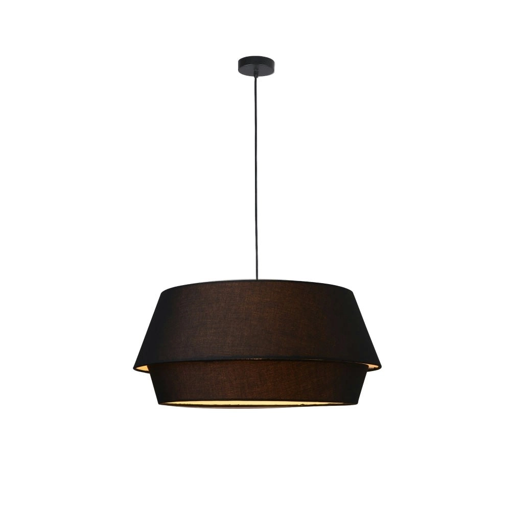 Orelli Pendant Disc Home Metal Light Fabric Shade - Black Color