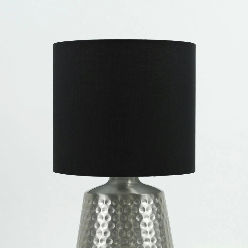 Osso Classic Touch Metal Table Lamp Light Fabric Shade - Satin Nickel and Black