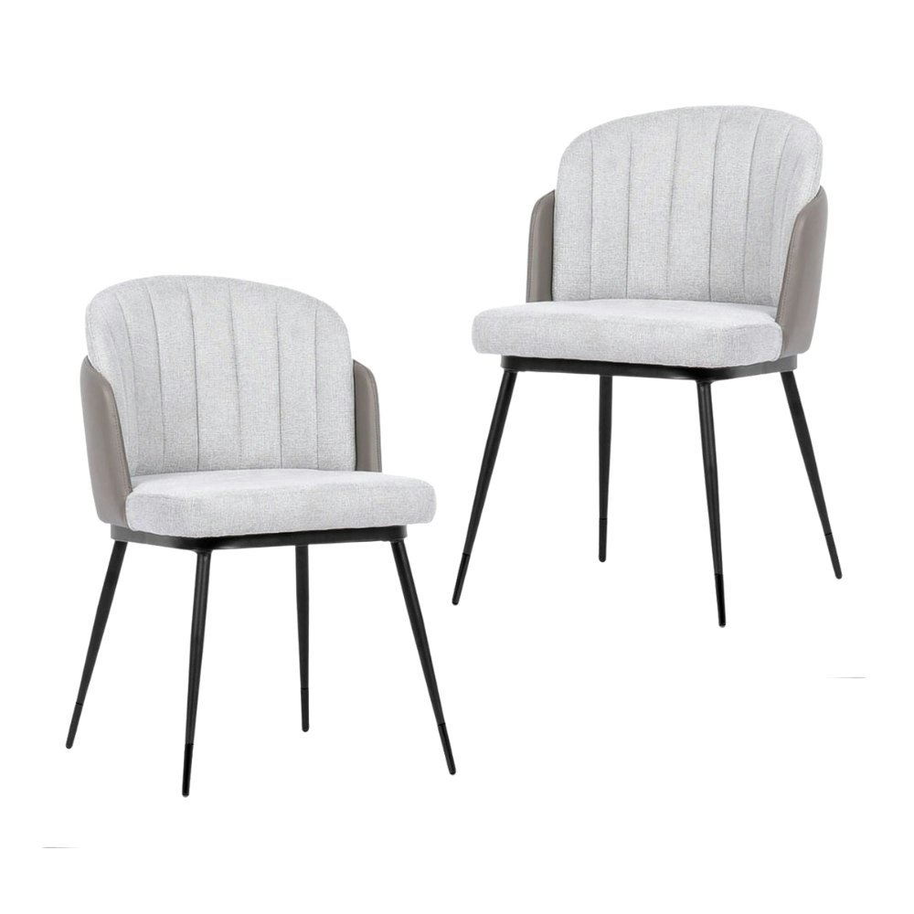 HomeStar Set Of 2 Royale Velvet Fabric Kitchen Dining Chair W/ Gold Tip Legs - Grey