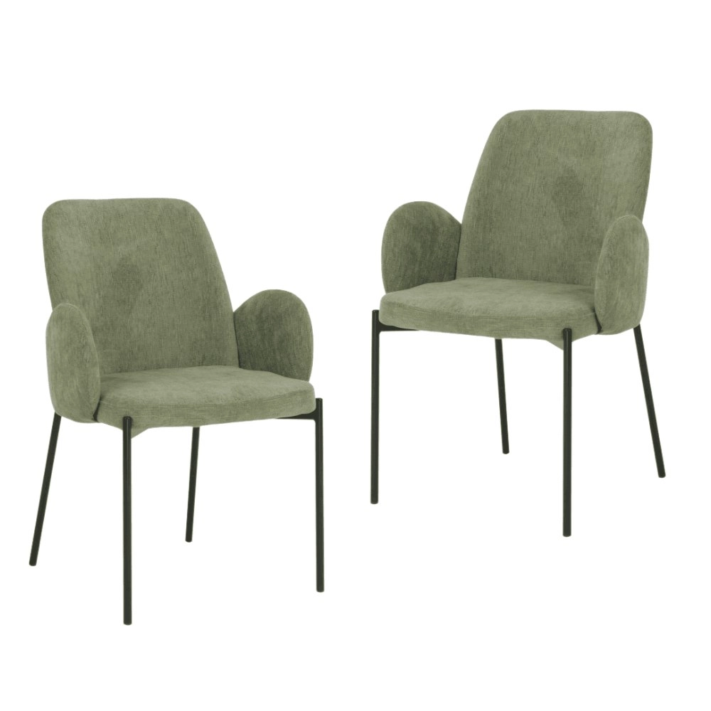 Raimon Furniture Set Of 2 Riley Knit Fabric Modern Kitchen Dining Chair - Sage