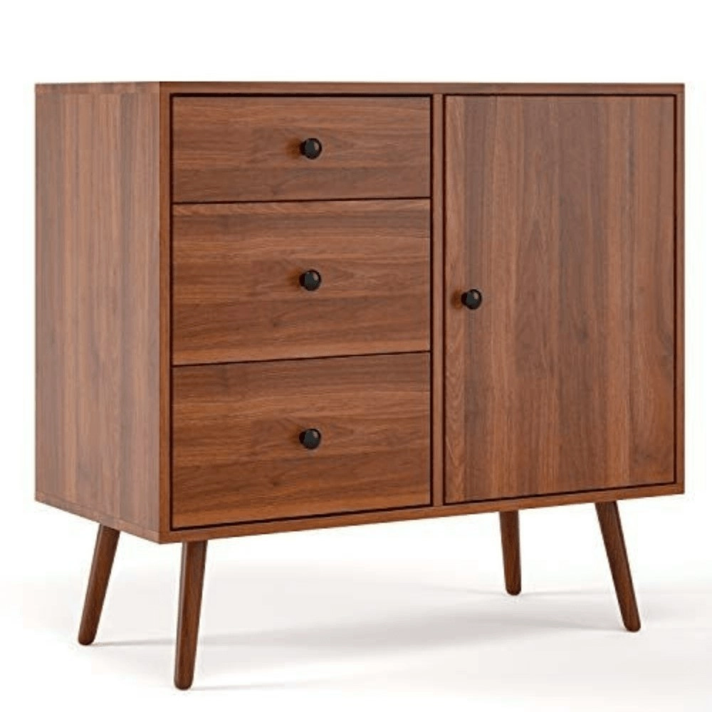 Design Square Classic Sideboard Buffet Unit Lowboy Storage Cabinet - Walnut