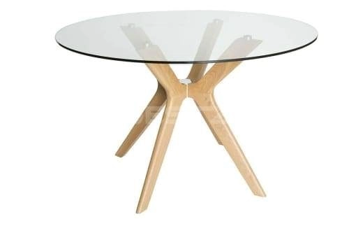 Lyn Round Glass Dining Table - 120cm - Natural