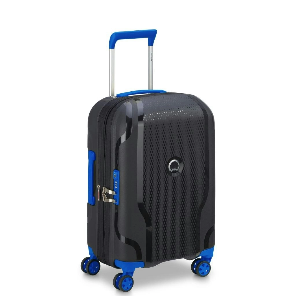 DELSEY Clavel 55cm Carry On Luggage - Black/Blue