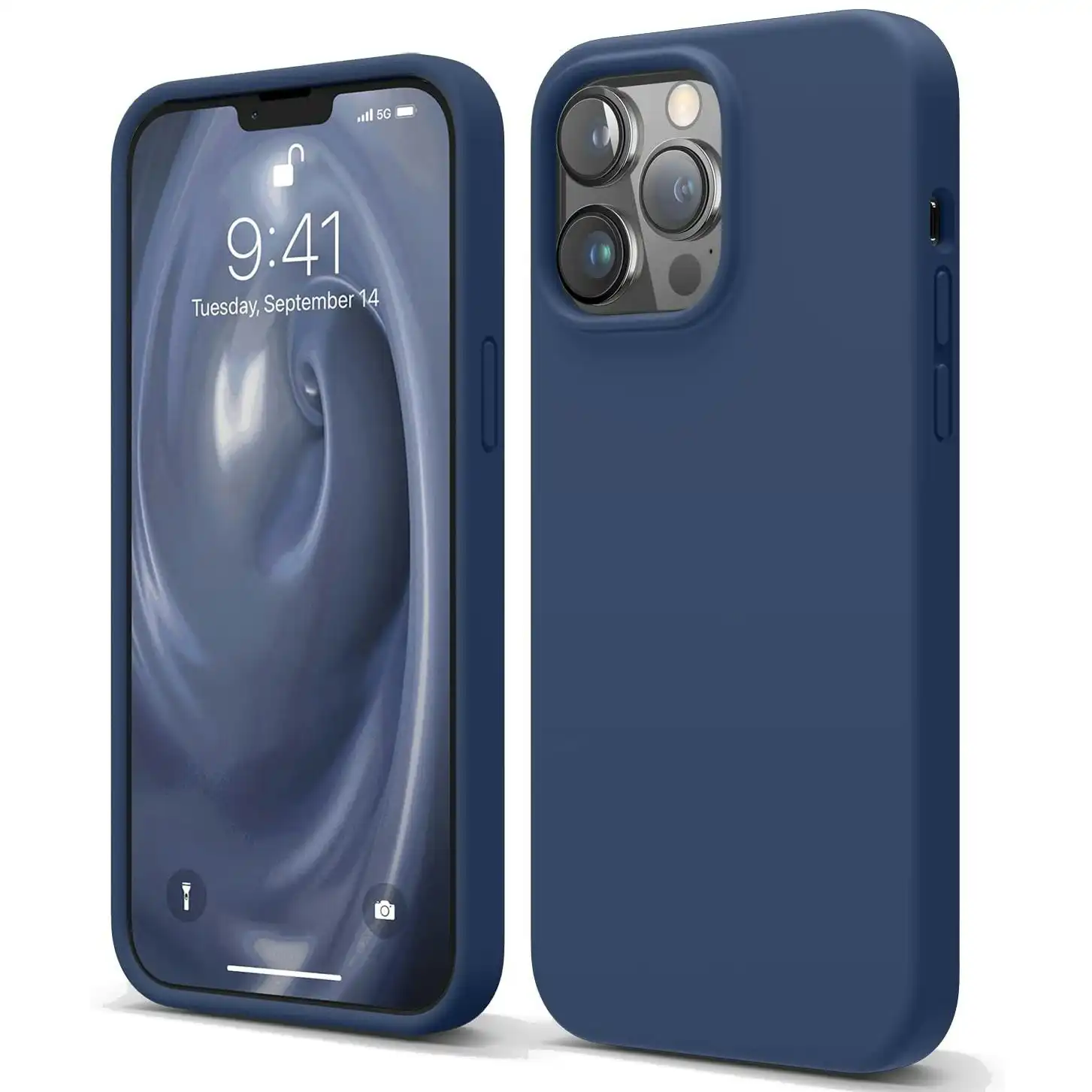 Premium Silicone Phone Case For iPhone 12 Pro Max Shockproof Microfiber Lining - Navy Blue
