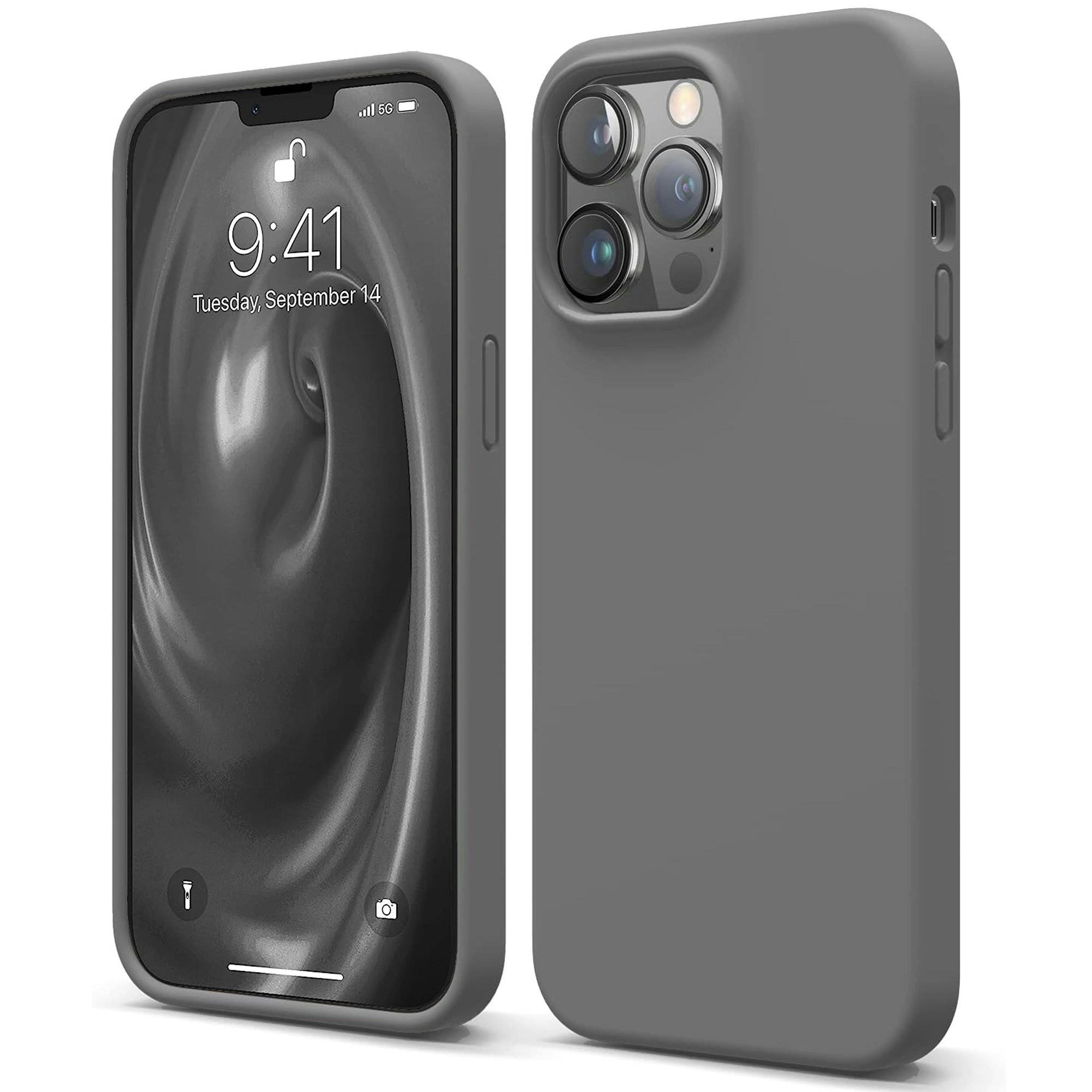 Premium Silicone Phone Case For iPhone 12 Pro Max Shockproof Microfiber Lining - Carbon Grey