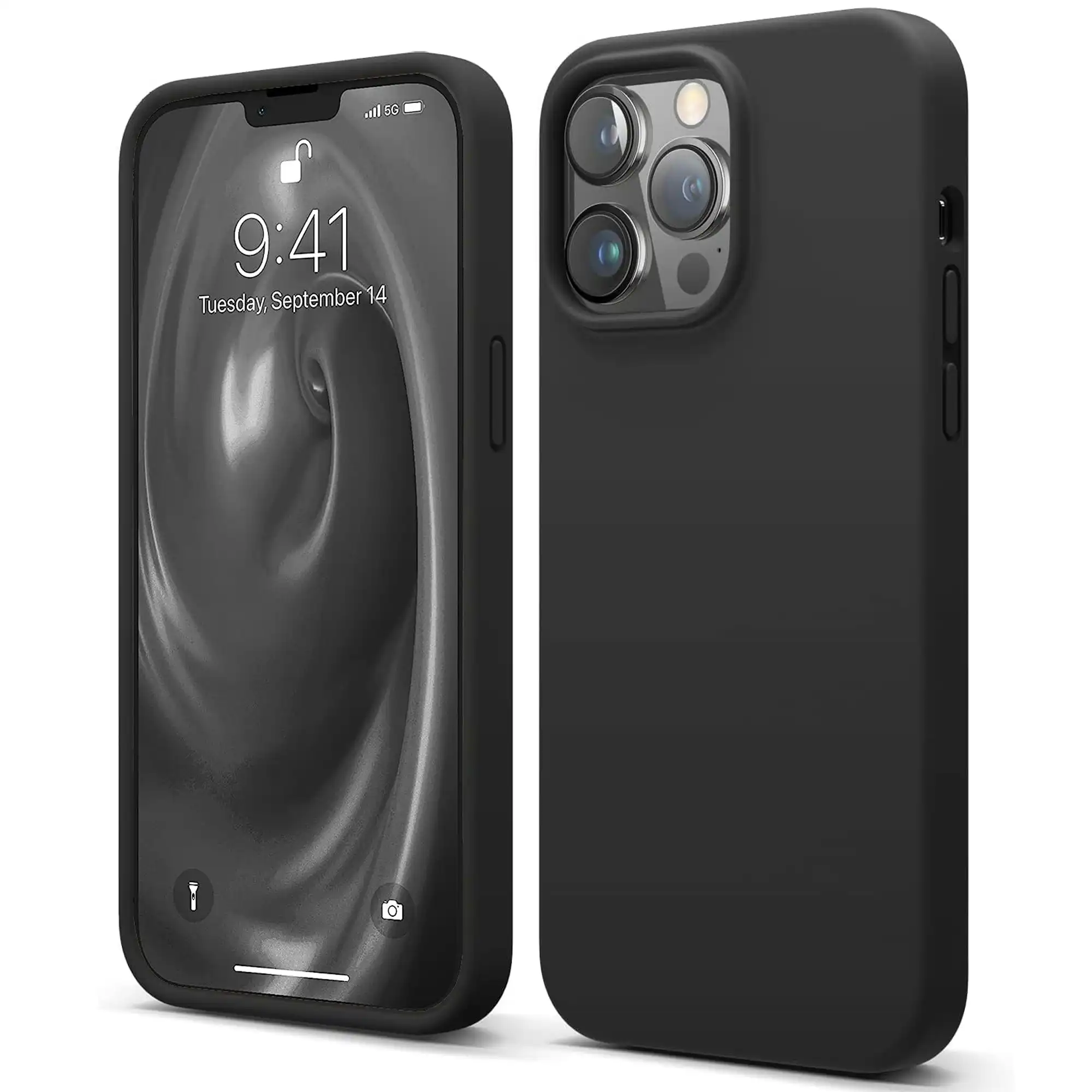 Premium Silicone Phone Case For iPhone 12 Pro Max Shockproof Microfiber Lining - Black