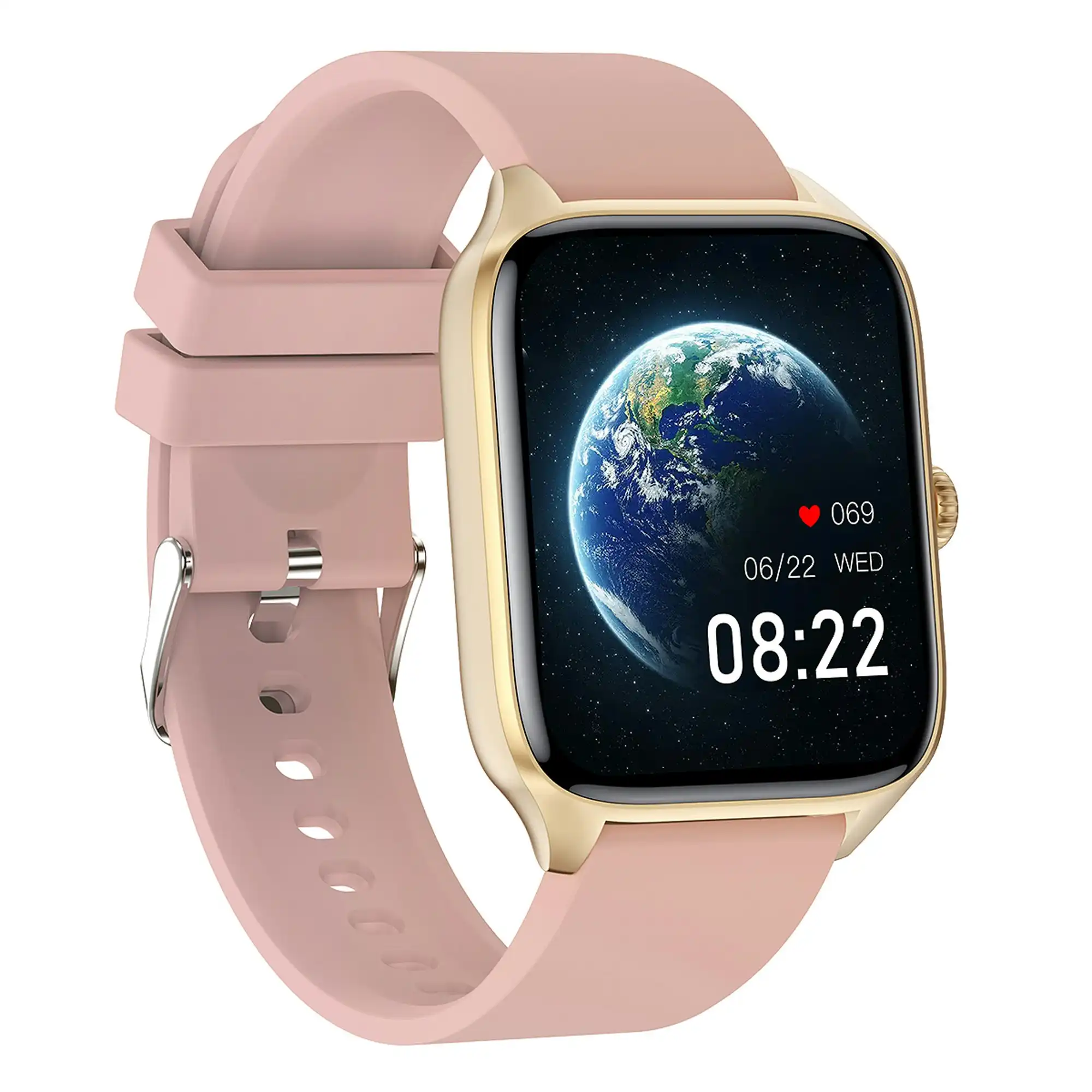 Bluetooth Smart Watch 1.96" IPS FHD Touch Screen Monitor Heart Rate Blood Pressure BT 5.2 - Pink