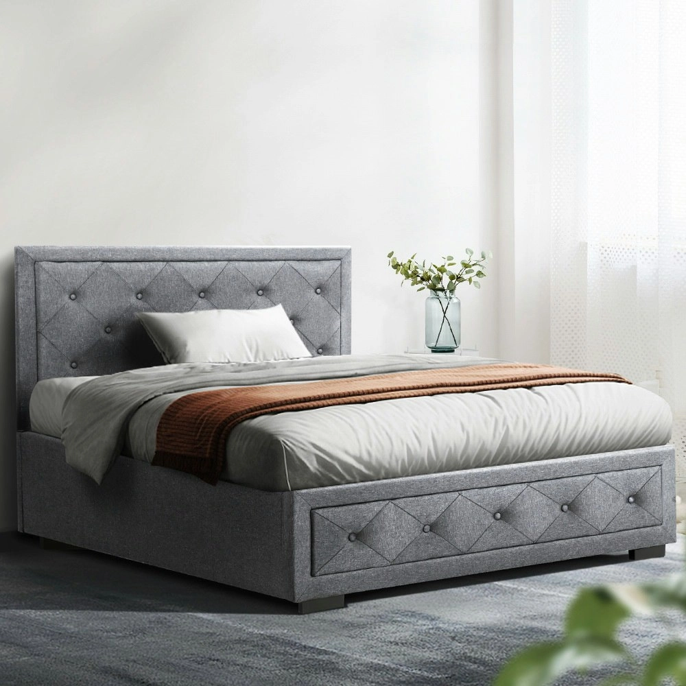 Artiss Bed Frame King Single Size Gas Lift Grey TIYO