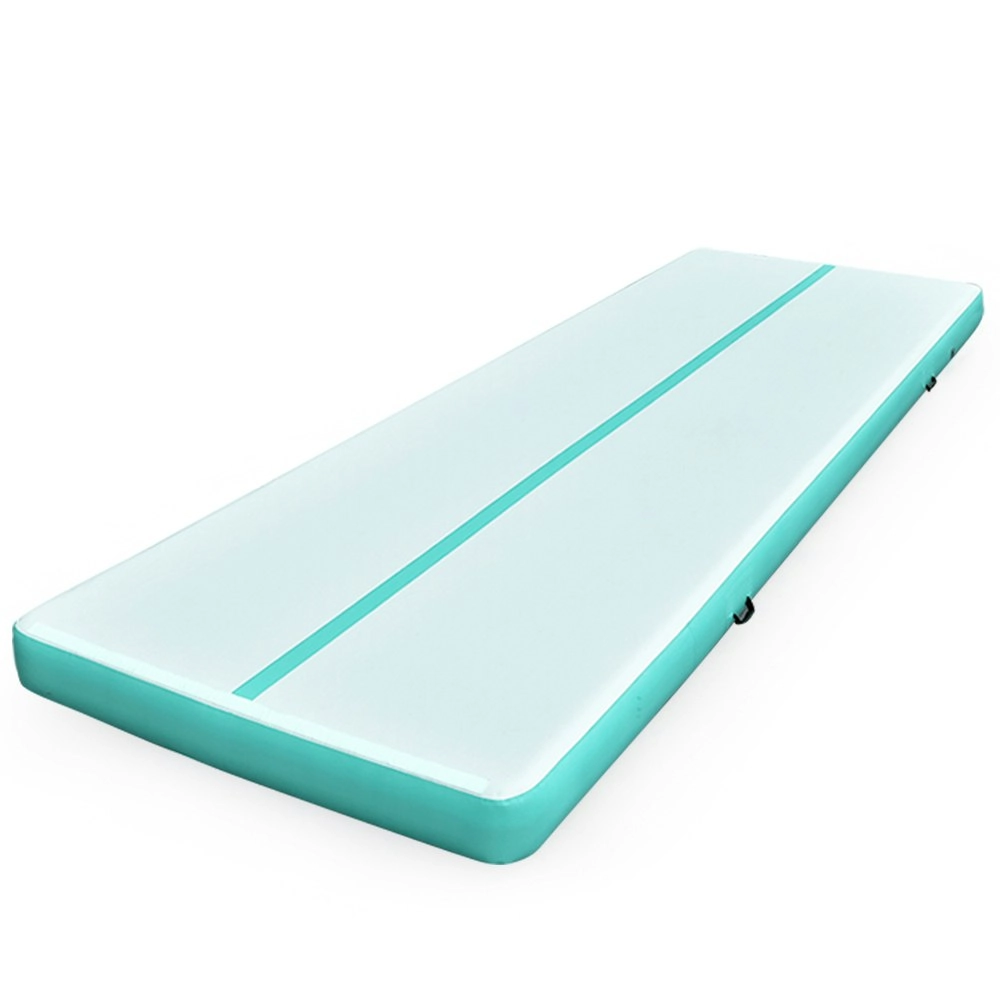 Proflex 800x100x20cm Inflatable Air Track Mat Tumbling Gymnastics, Mint Green & Grey (No Pump)