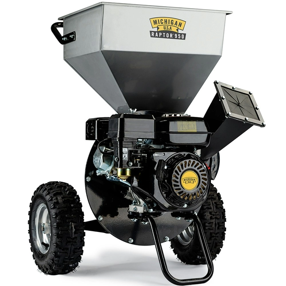 Michigan 7HP 212cc Petrol Commercial Wood Chipper Shredder, Tree Mulcher - Raptor 950