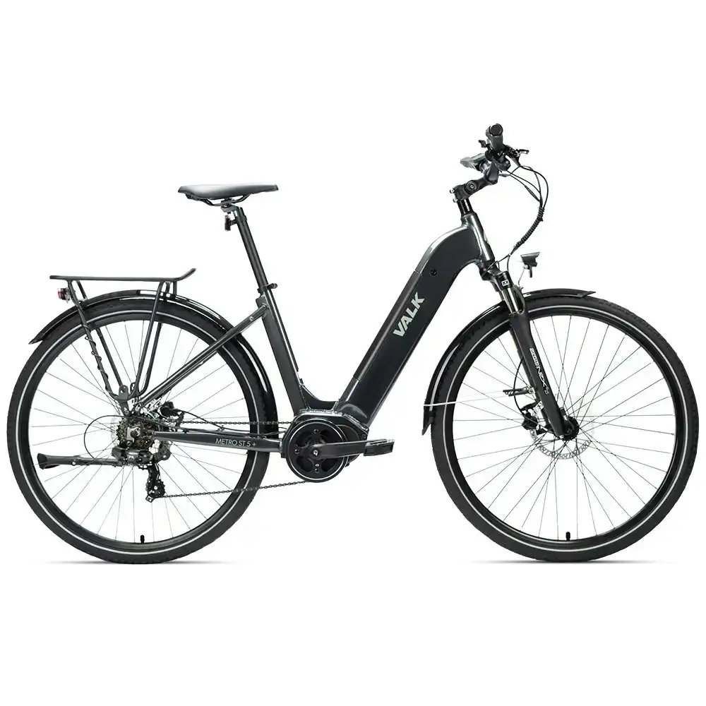 2023 Valk Metro ST 5 + Electric Bike, Mid-Drive, Step-Through, Medium, Dark Grey