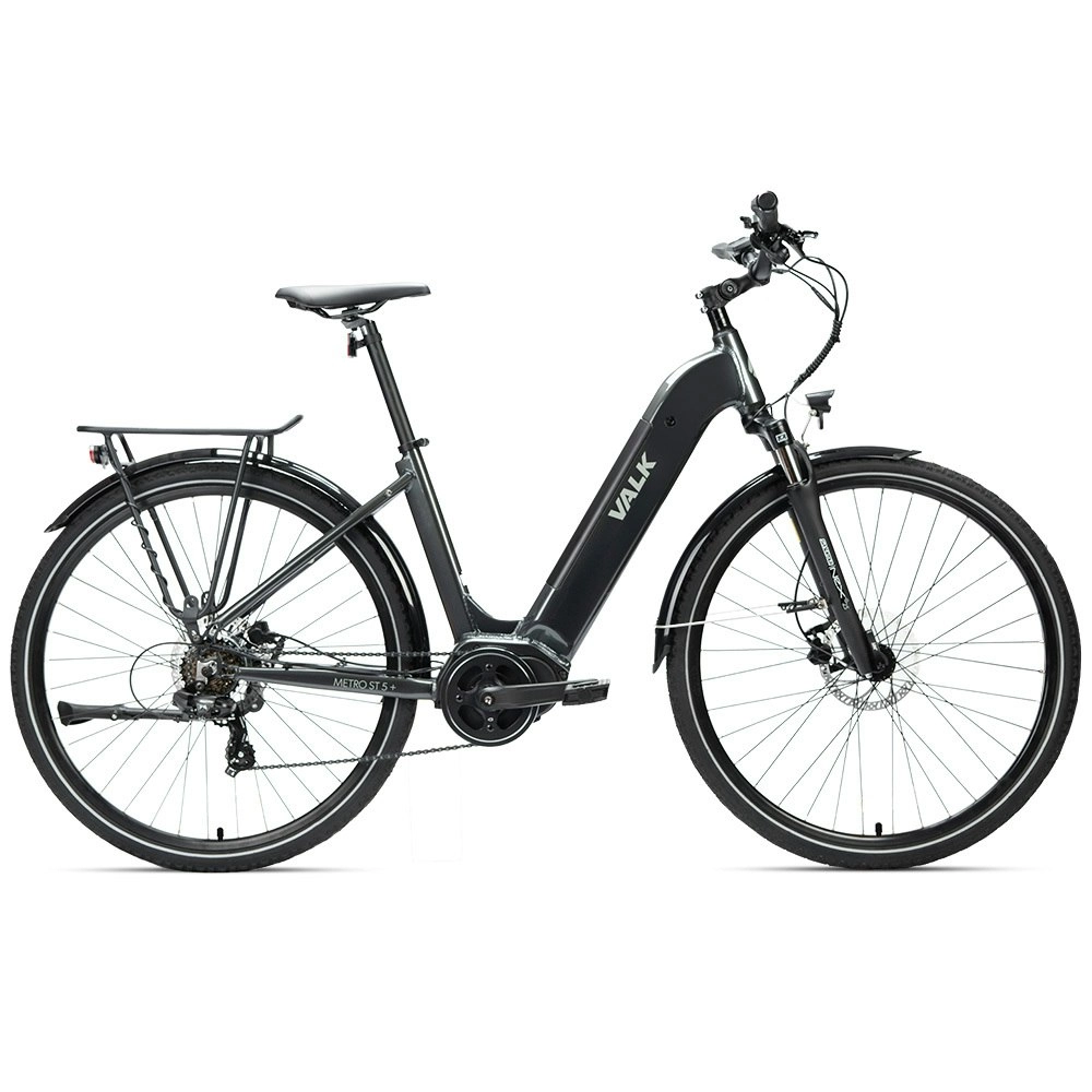 Valk Metro ST 5 + Electric Bike, Mid-Drive, Step-Through, Medium, Dark Grey