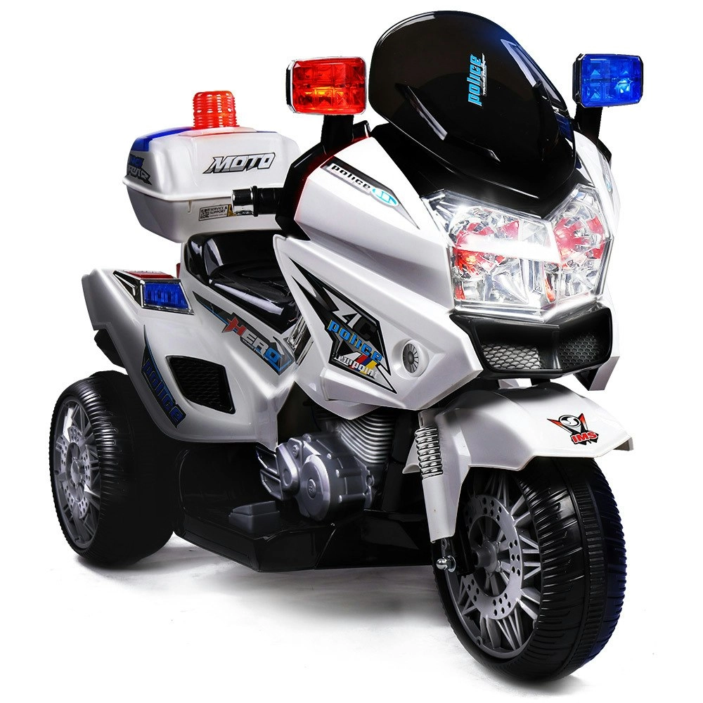 Rovo Kids Electric Ride-On Motorcycle Children Police Patrol Bike Toy Trike