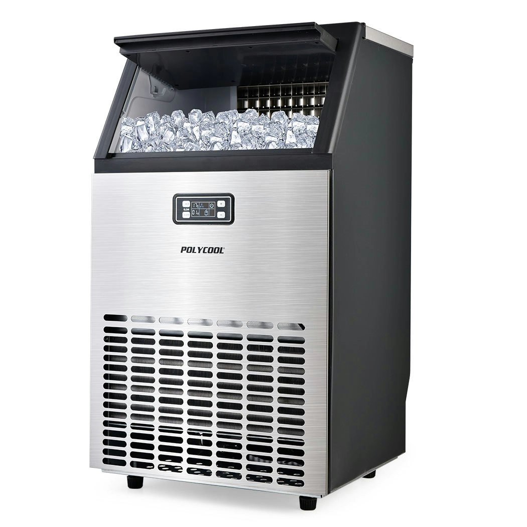 PolyCool Ice Cube Maker 45-65kg Commercial Ice Machine Stainless Steel Automatic with LCD Screen